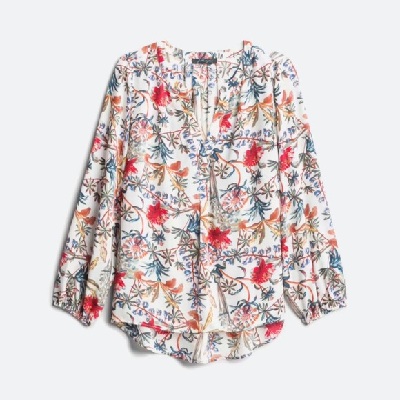Faith + Zoe Tops - Faith + Zoe Kamran Split Neck Blouse Size 2X Flowy Floral Top